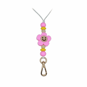 Keycord met gekleurde kralen en stevige clip, ideaal voor sleutels of pasjes.