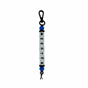 Handgemaakte sleutelhanger met siliconen kralen in verschillende kleuren.