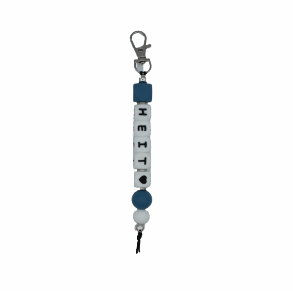 Gepersonaliseerde sleutelhanger met witte letters heit