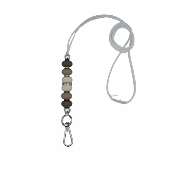 Keycord met gekleurde kralen en stevige clip, ideaal voor sleutels of pasjes.
