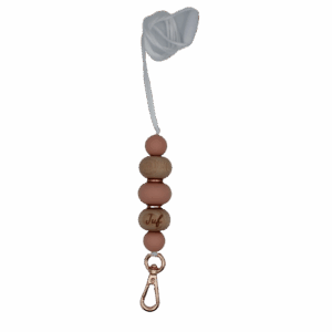 Keycord met gekleurde kralen en stevige clip, ideaal voor sleutels of pasjes.