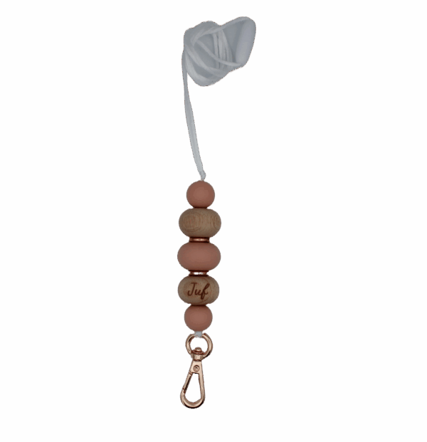 Keycord met gekleurde kralen en stevige clip, ideaal voor sleutels of pasjes.