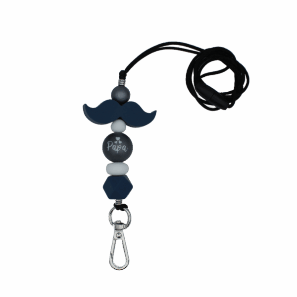 Keycord met gekleurde kralen en stevige clip, ideaal voor sleutels of pasjes.