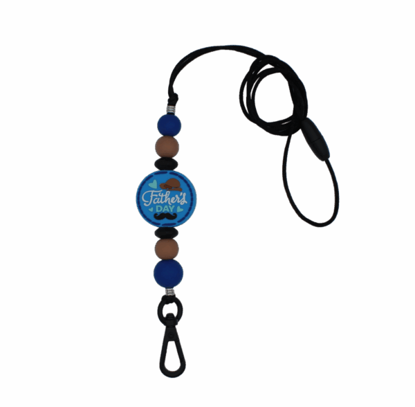 Keycord met gekleurde kralen en stevige clip, ideaal voor sleutels of pasjes.