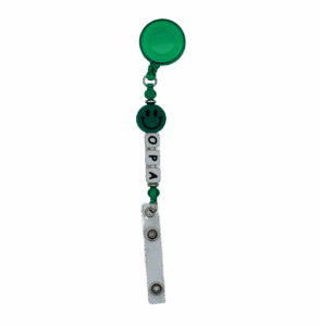 Stijlvolle en handgemaakte badgehouders met siliconen kralen. Ideaal voor werk, school of events. Stevig, veilig en helemaal uniek!