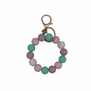 Handgemaakte wristlet met siliconen kralen: stijlvol, praktisch en comfortabel om te dragen. Ideaal voor sleutels of als polsbandje. Uniek en persoonlijk!