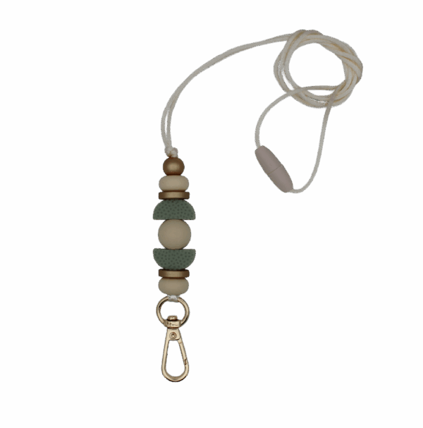 Keycord met gekleurde kralen en stevige clip, ideaal voor sleutels of pasjes.