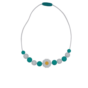 Ketting Bloem Wit Blauw