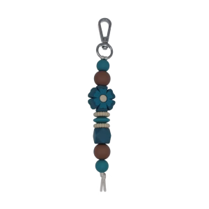 Tashanger / Sleutelhanger Bloem Artic Blauw Creme